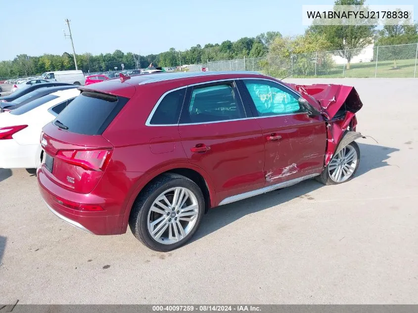 2018 Audi Q5 2.0T Premium/2.0T Tech Premium VIN: WA1BNAFY5J2178838 Lot: 40097259