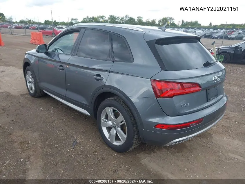 2018 Audi Q5 2.0T Premium/2.0T Tech Premium VIN: WA1ANAFY2J2021151 Lot: 40206137