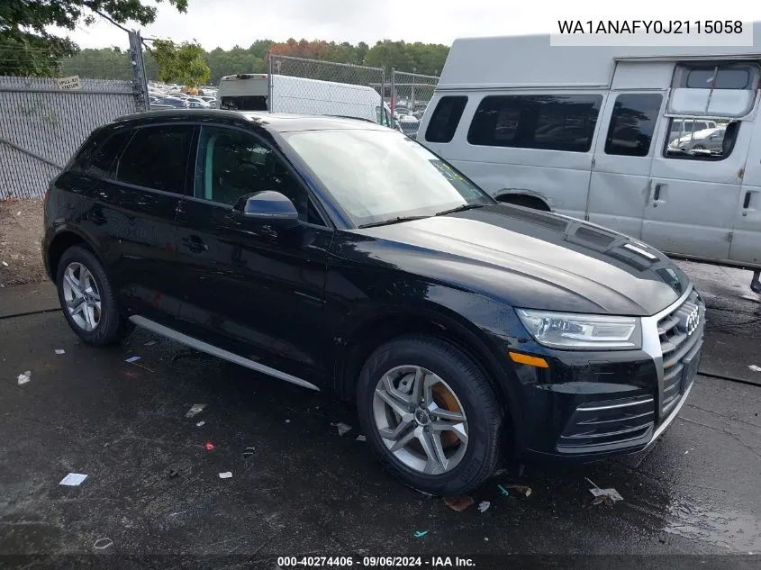 2018 Audi Q5 2.0T Premium/2.0T Tech Premium VIN: WA1ANAFY0J2115058 Lot: 40274406