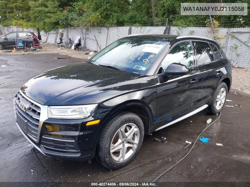 2018 Audi Q5 2.0T Premium/2.0T Tech Premium VIN: WA1ANAFY0J2115058 Lot: 40274406