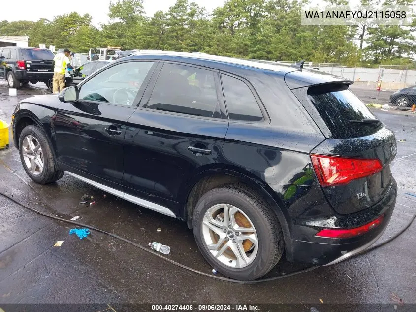 2018 Audi Q5 2.0T Premium/2.0T Tech Premium VIN: WA1ANAFY0J2115058 Lot: 40274406