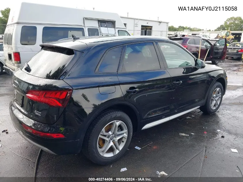 2018 Audi Q5 2.0T Premium/2.0T Tech Premium VIN: WA1ANAFY0J2115058 Lot: 40274406