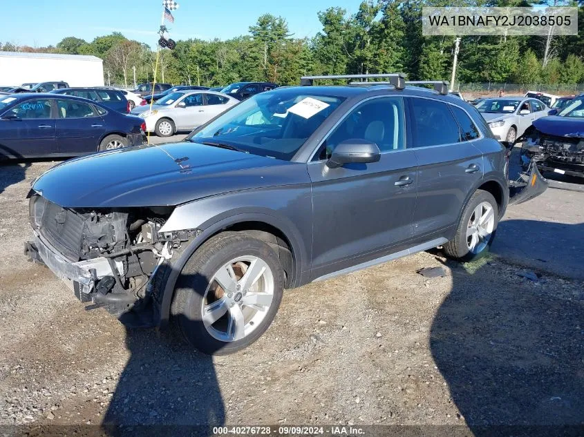 2018 Audi Q5 2.0T Premium/2.0T Tech Premium VIN: WA1BNAFY2J2038505 Lot: 40276728