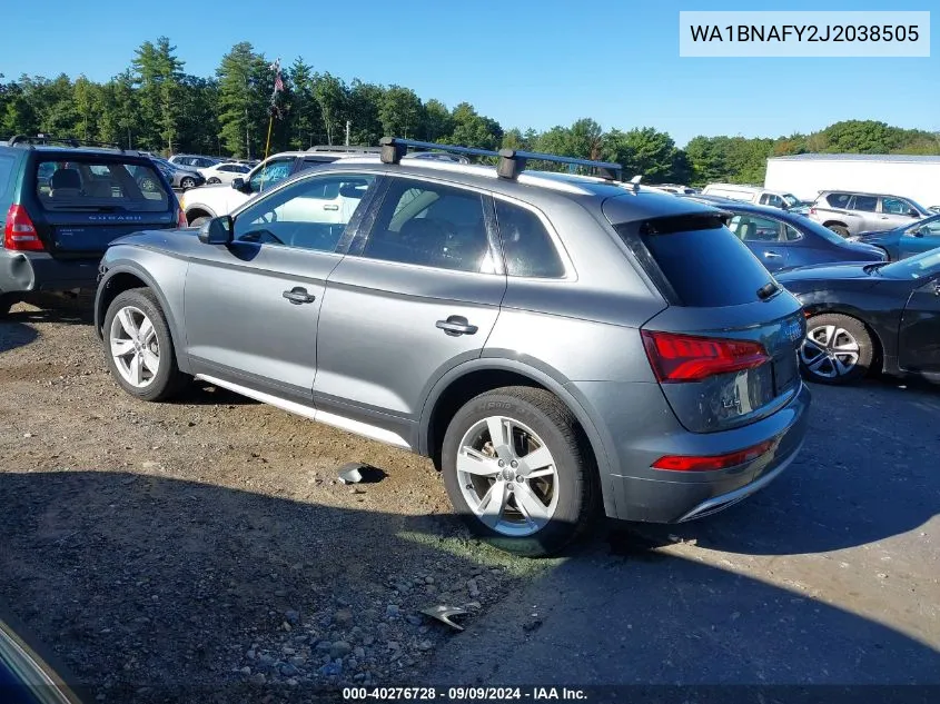 2018 Audi Q5 2.0T Premium/2.0T Tech Premium VIN: WA1BNAFY2J2038505 Lot: 40276728