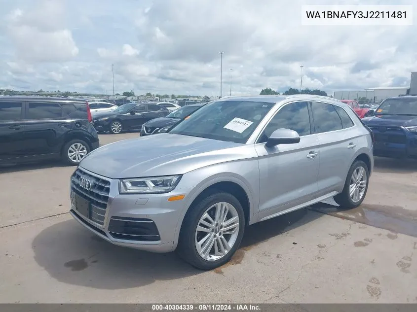 2018 Audi Q5 2.0T Premium/2.0T Tech Premium VIN: WA1BNAFY3J2211481 Lot: 40304339