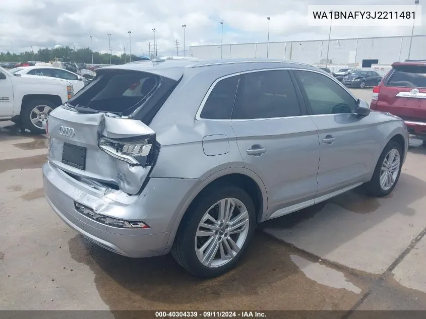 2018 Audi Q5 2.0T Premium/2.0T Tech Premium VIN: WA1BNAFY3J2211481 Lot: 40304339