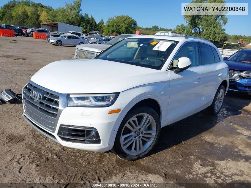 2018 Audi Q5 2.0T Premium/2.0T Tech Premium VIN: WA1CNAFY4J2200848 Lot: 40310038