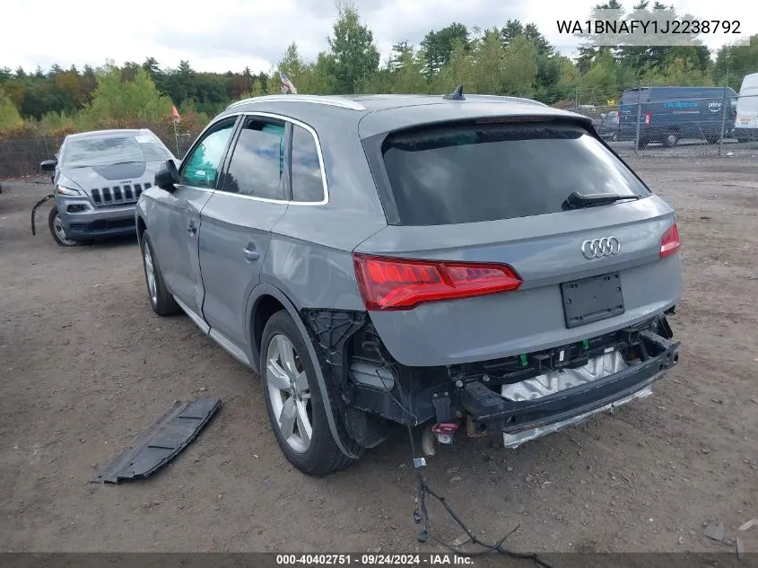 2018 Audi Q5 2.0T Premium VIN: WA1BNAFY1J2238792 Lot: 40402751