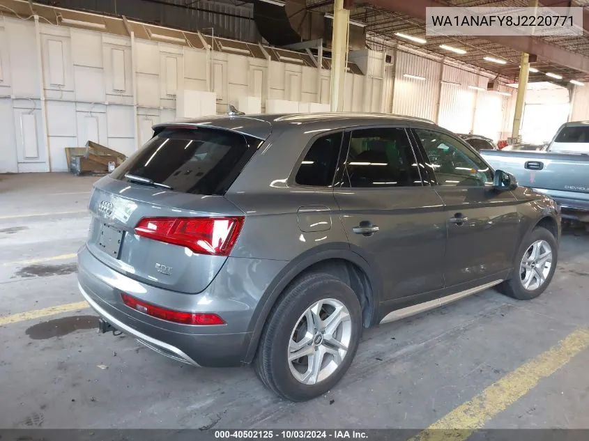 2018 Audi Q5 2.0T Premium/2.0T Tech Premium VIN: WA1ANAFY8J2220771 Lot: 40502125