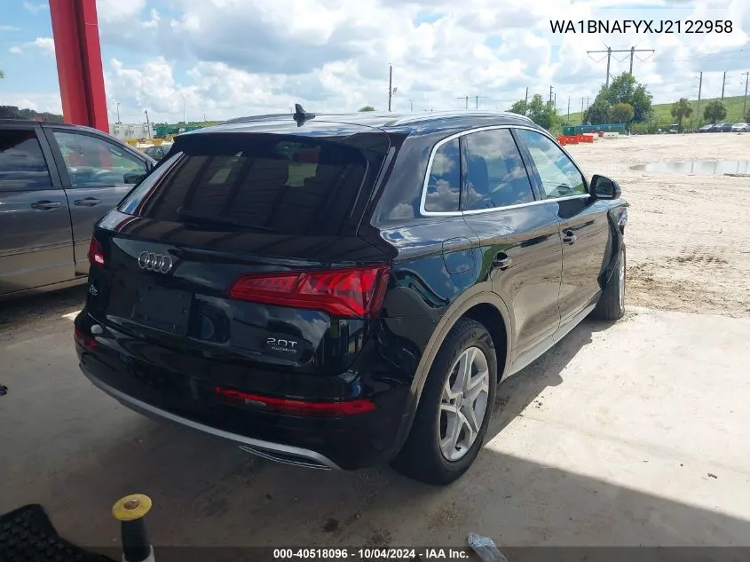 2018 Audi Q5 2.0T Premium/2.0T Tech Premium VIN: WA1BNAFYXJ2122958 Lot: 40518096