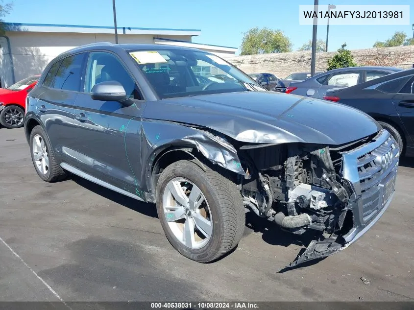 2018 Audi Q5 Premium VIN: WA1ANAFY3J2013981 Lot: 40538031