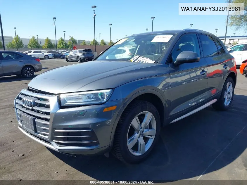 2018 Audi Q5 Premium VIN: WA1ANAFY3J2013981 Lot: 40538031