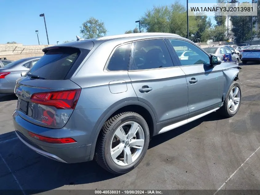 2018 Audi Q5 Premium VIN: WA1ANAFY3J2013981 Lot: 40538031