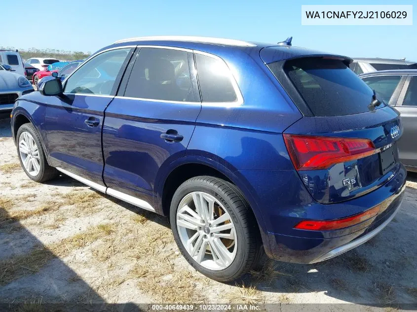 2018 Audi Q5 2.0T Premium/Tech Prestige VIN: WA1CNAFY2J2106029 Lot: 40649439