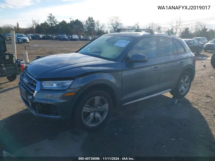 2018 Audi Q5 2.0T Premium/2.0T Tech Premium VIN: WA1ANAFYXJ2019017 Lot: 40738096