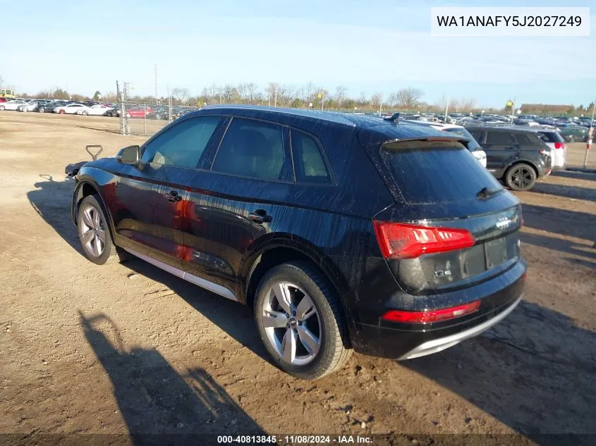 2018 Audi Q5 2.0T Premium/2.0T Tech Premium VIN: WA1ANAFY5J2027249 Lot: 40813845