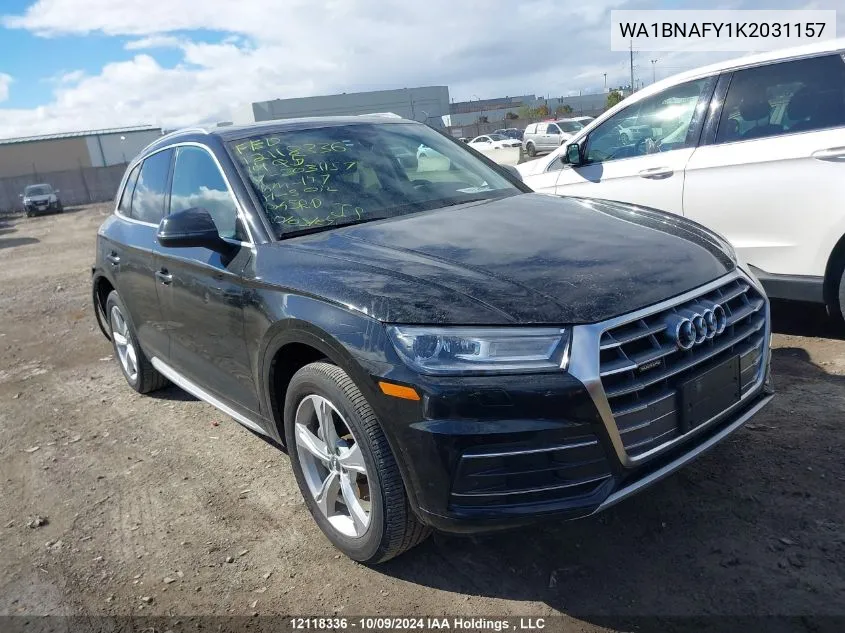 2019 Audi Q5 VIN: WA1BNAFY1K2031157 Lot: 12118336