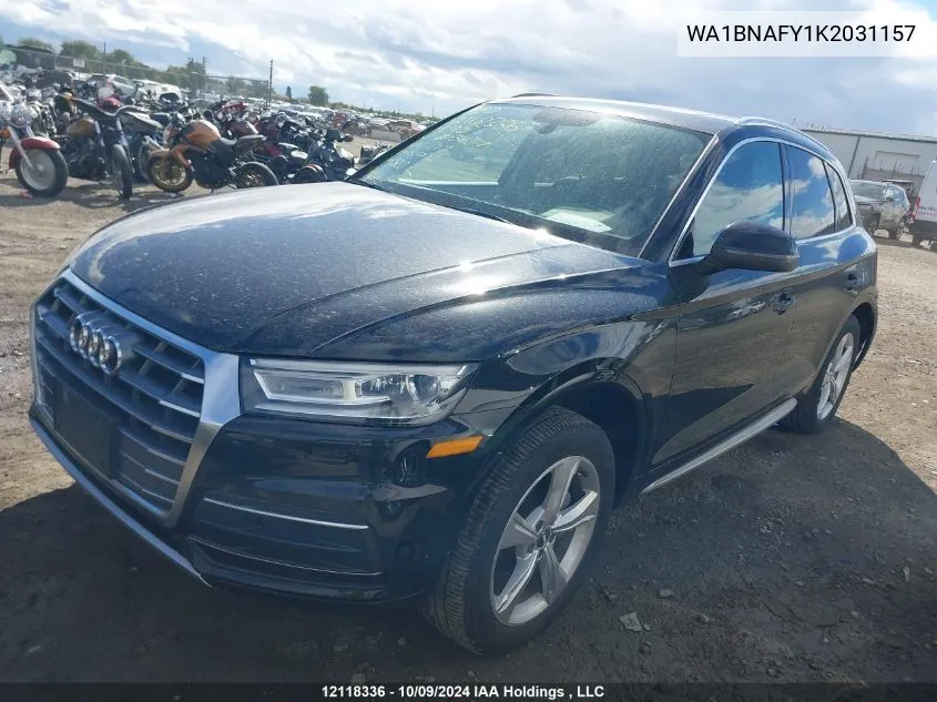 2019 Audi Q5 VIN: WA1BNAFY1K2031157 Lot: 12118336