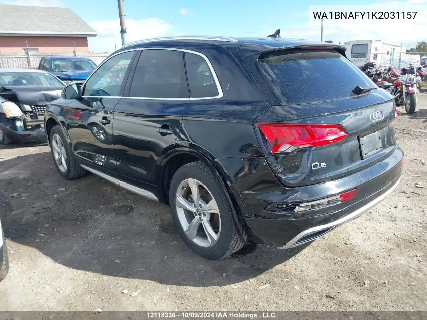 2019 Audi Q5 VIN: WA1BNAFY1K2031157 Lot: 12118336