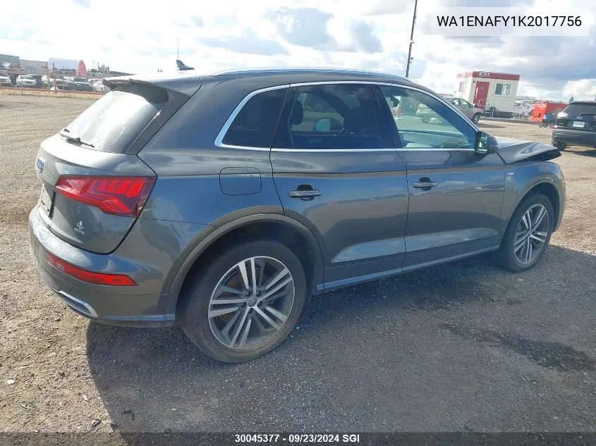 2019 Audi Q5 Progressiv S-Line VIN: WA1ENAFY1K2017756 Lot: 30045377