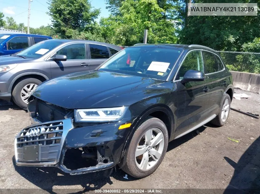 2019 Audi Q5 45 Premium VIN: WA1BNAFY4K2113089 Lot: 39400852