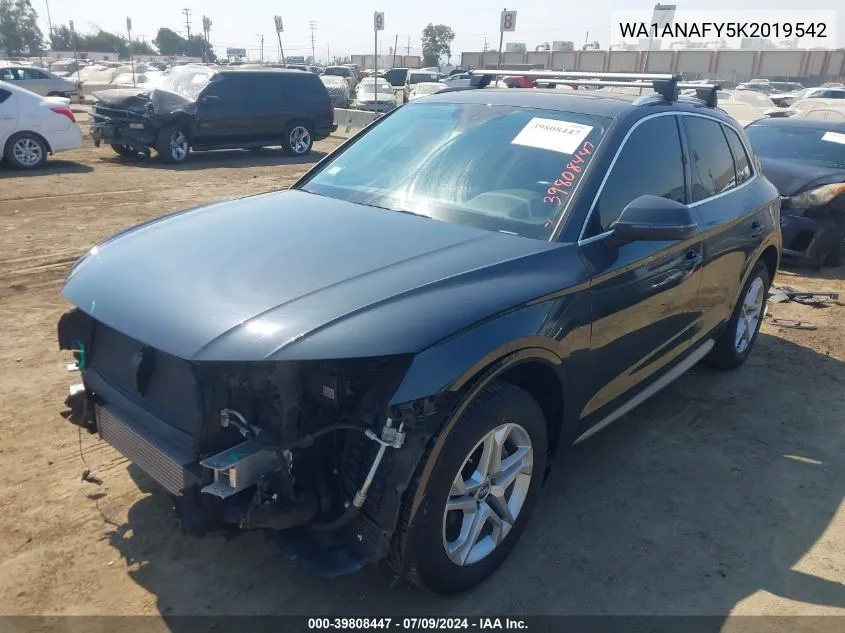 2019 Audi Q5 45 Premium VIN: WA1ANAFY5K2019542 Lot: 39808447