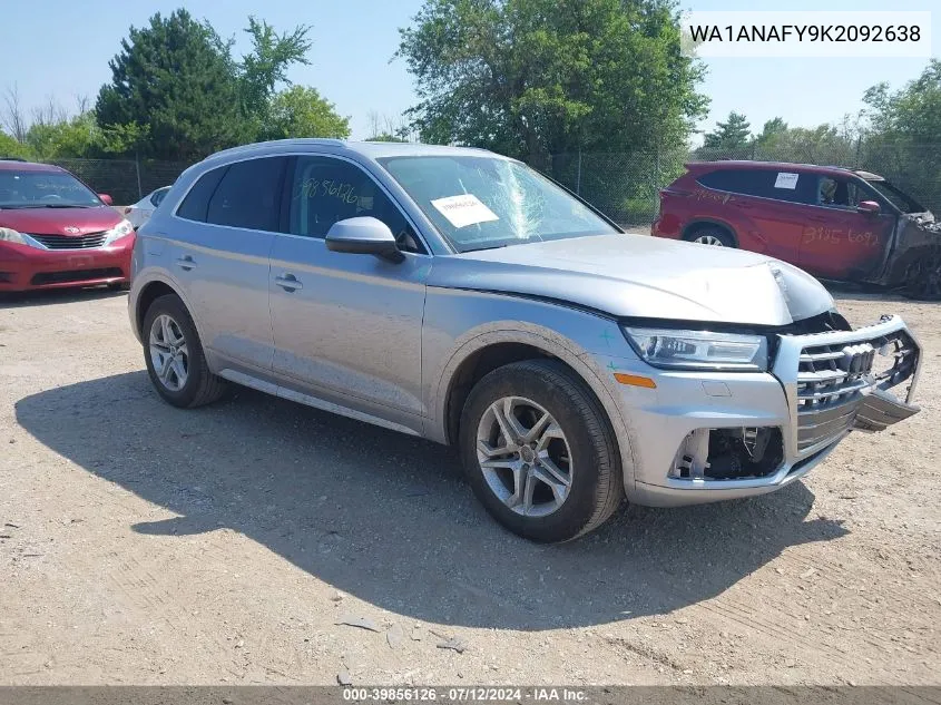 2019 Audi Q5 45 Premium VIN: WA1ANAFY9K2092638 Lot: 39856126