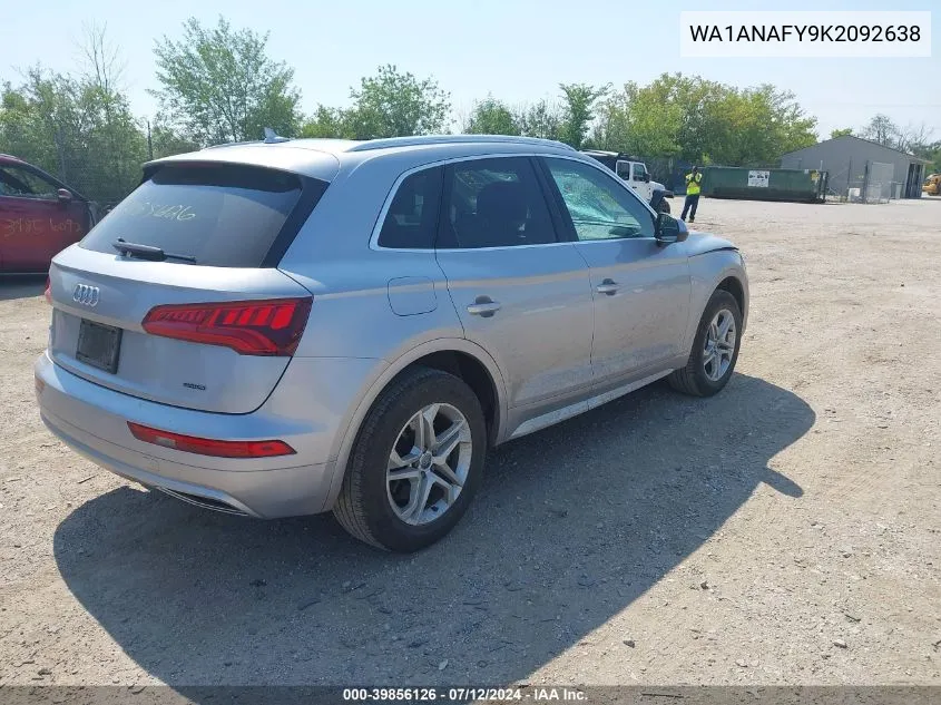 2019 Audi Q5 45 Premium VIN: WA1ANAFY9K2092638 Lot: 39856126