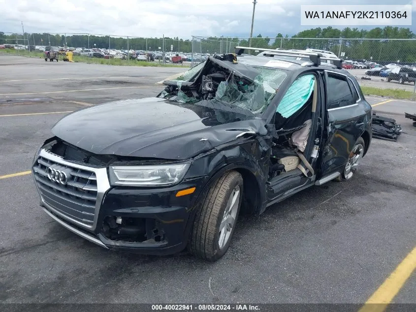 2019 Audi Q5 45 Premium VIN: WA1ANAFY2K2110364 Lot: 40022941