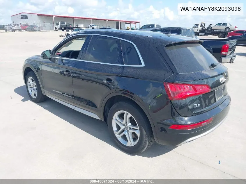 2019 Audi Q5 45 Premium VIN: WA1ANAFY8K2093098 Lot: 40071324