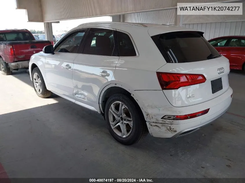 2019 Audi Q5 Premium VIN: WA1ANAFY1K2074277 Lot: 40074197