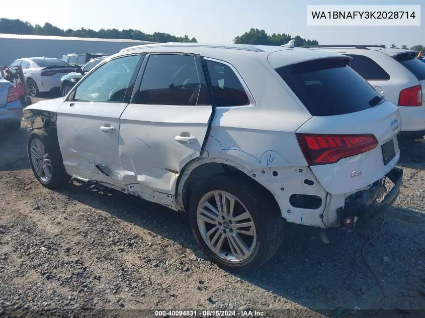 2019 Audi Q5 45 Premium VIN: WA1BNAFY3K2028714 Lot: 40094831