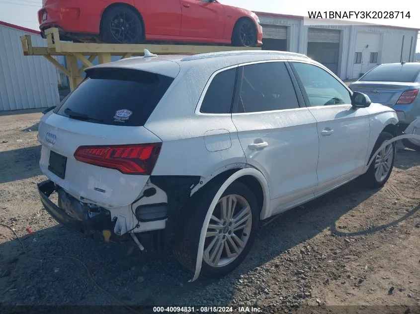 2019 Audi Q5 45 Premium VIN: WA1BNAFY3K2028714 Lot: 40094831