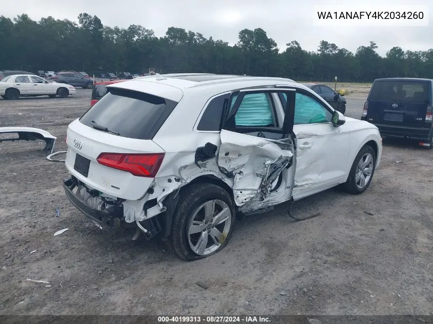 2019 Audi Q5 45 Premium VIN: WA1ANAFY4K2034260 Lot: 40199313