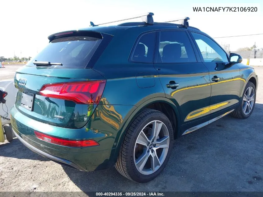 2019 Audi Q5 45 Premium VIN: WA1CNAFY7K2106920 Lot: 40294335