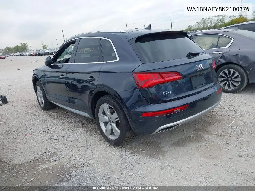 2019 Audi Q5 45 Premium VIN: WA1BNAFY8K2100376 Lot: 40342872