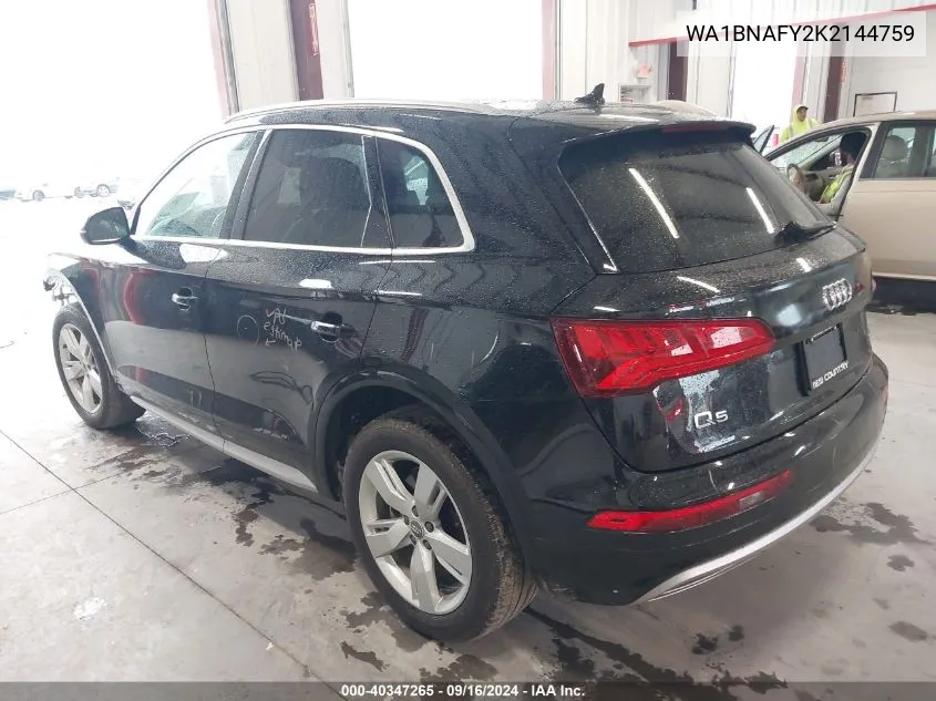 2019 Audi Q5 Premium Plus VIN: WA1BNAFY2K2144759 Lot: 40347265