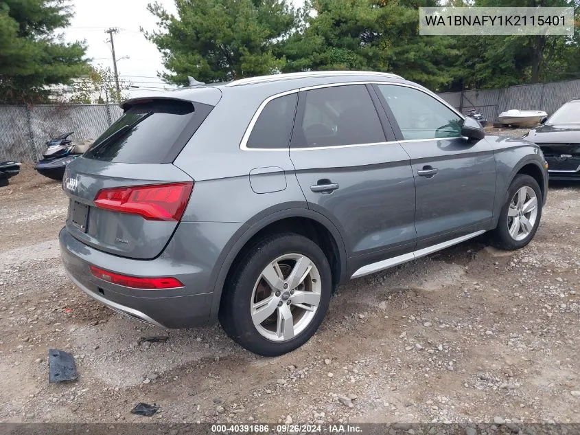 2019 Audi Q5 Premium Plus VIN: WA1BNAFY1K2115401 Lot: 40391686