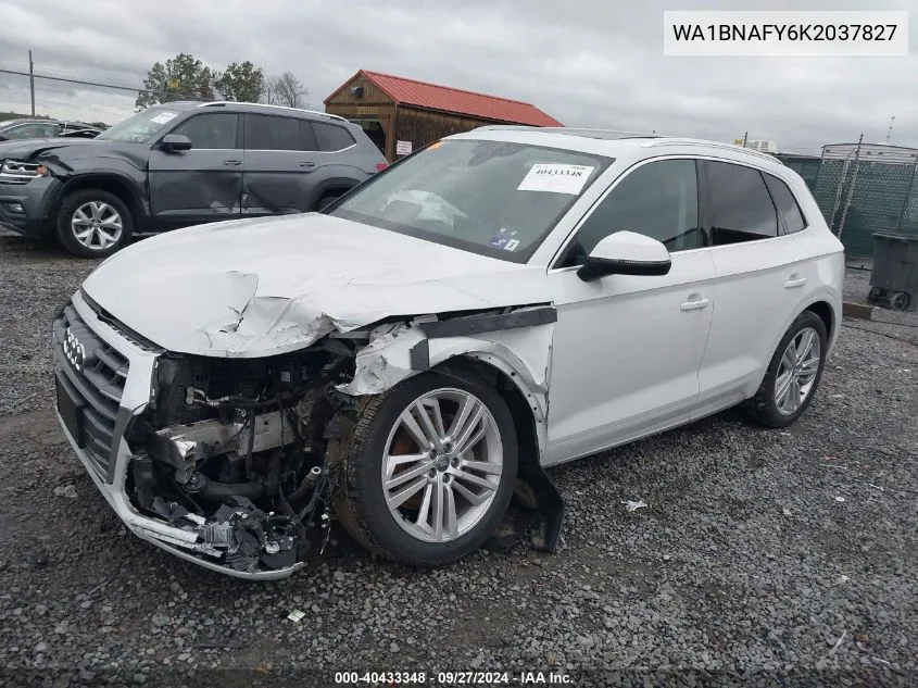 2019 Audi Q5 45 Premium VIN: WA1BNAFY6K2037827 Lot: 40433348