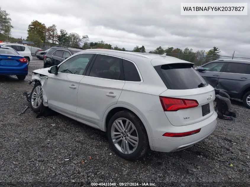 2019 Audi Q5 45 Premium VIN: WA1BNAFY6K2037827 Lot: 40433348