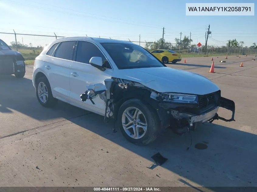 2019 Audi Q5 45 Premium VIN: WA1ANAFY1K2058791 Lot: 40441111