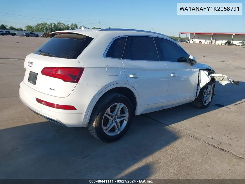 2019 Audi Q5 45 Premium VIN: WA1ANAFY1K2058791 Lot: 40441111