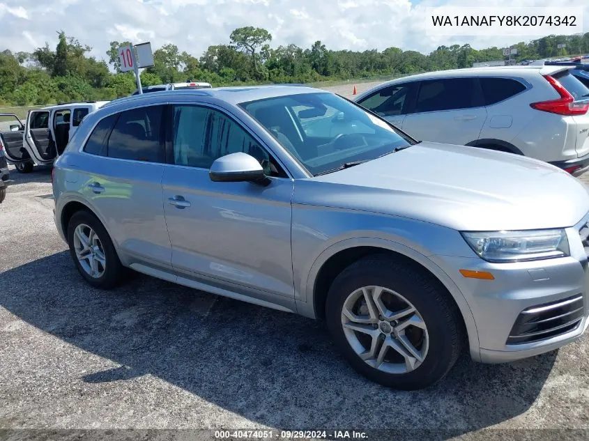 2019 Audi Q5 Premium VIN: WA1ANAFY8K2074342 Lot: 40474051