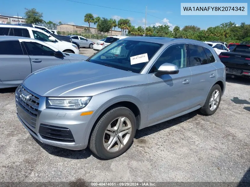 2019 Audi Q5 Premium VIN: WA1ANAFY8K2074342 Lot: 40474051