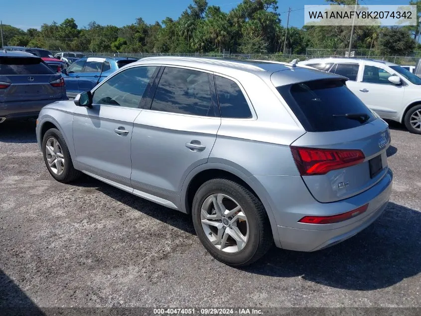 2019 Audi Q5 Premium VIN: WA1ANAFY8K2074342 Lot: 40474051