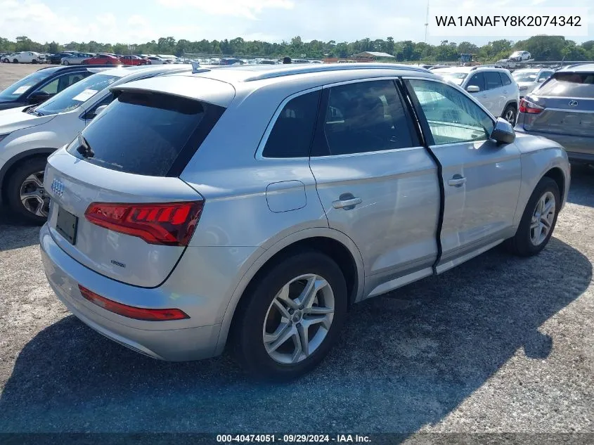 2019 Audi Q5 Premium VIN: WA1ANAFY8K2074342 Lot: 40474051