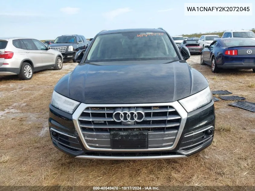 2019 Audi Q5 45 Premium VIN: WA1CNAFY2K2072045 Lot: 40549470