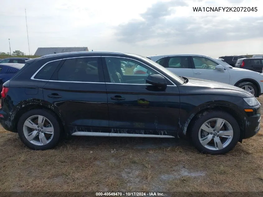 2019 Audi Q5 45 Premium VIN: WA1CNAFY2K2072045 Lot: 40549470