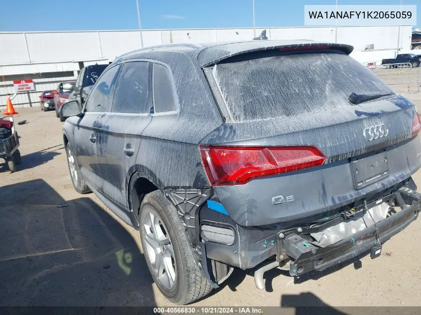 2019 Audi Q5 45 Premium VIN: WA1ANAFY1K2065059 Lot: 40566830