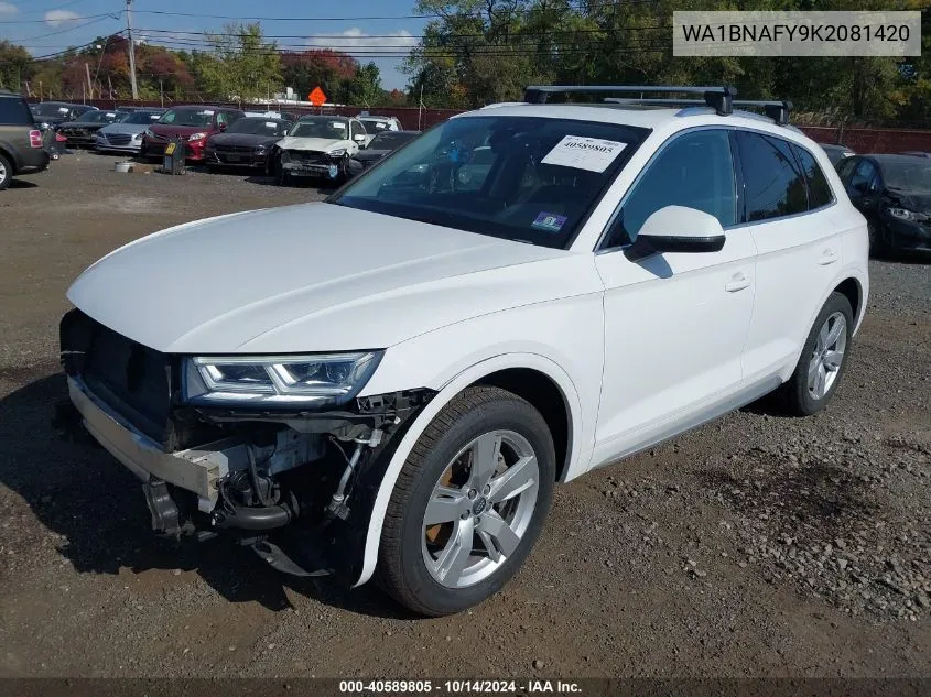 2019 Audi Q5 45 Premium VIN: WA1BNAFY9K2081420 Lot: 40589805